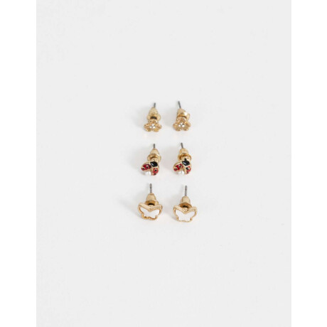 Set De Aros Bañados En Oro Dorado