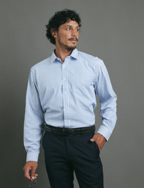 012678 CAMISA HARRINGTON LABEL Blanco/celeste