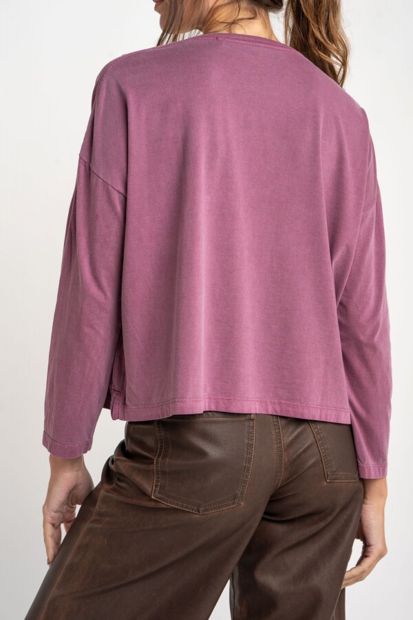 Remera Manga Larga Lavada Bordeaux