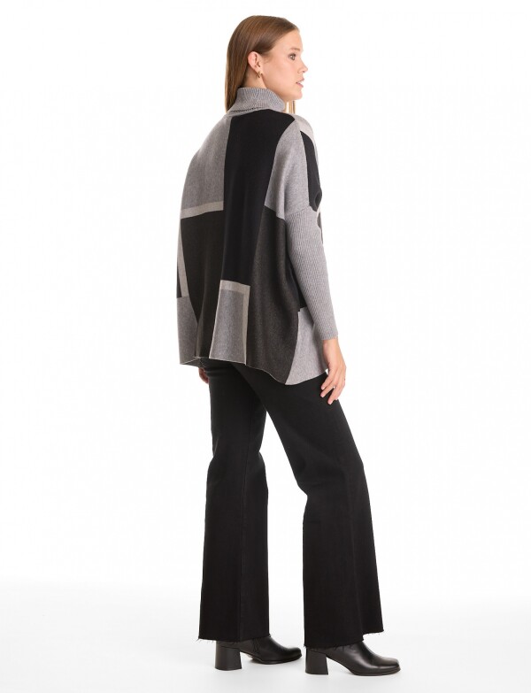 Polera Poncho Oversize NEGRO/GRIS