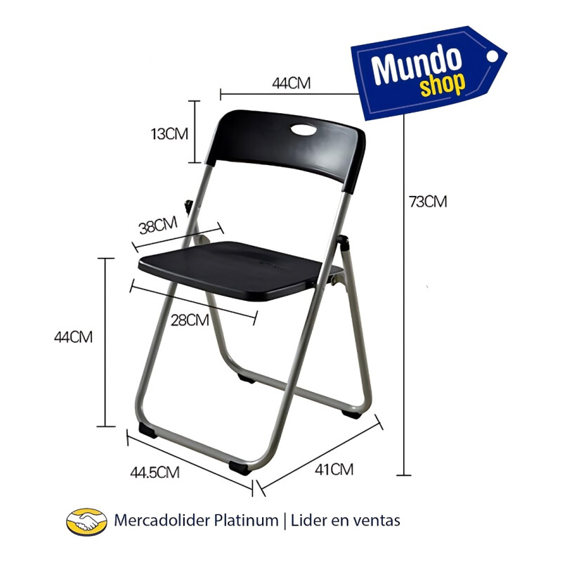 Silla Plegable Reforzada Para Jardin Exterior Metal Plastico Negro
