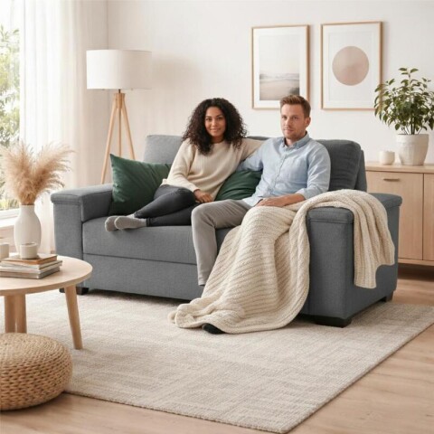 Sillón Sofá de 2 Cuerpos Amsterdam en Lino– Estructura de Madera Maciza y Confort Soft Color Gris Sillón Sofá de 2 Cuerpos Amsterdam en Lino– Estructura de Madera Maciza y Confort Soft Color Gris