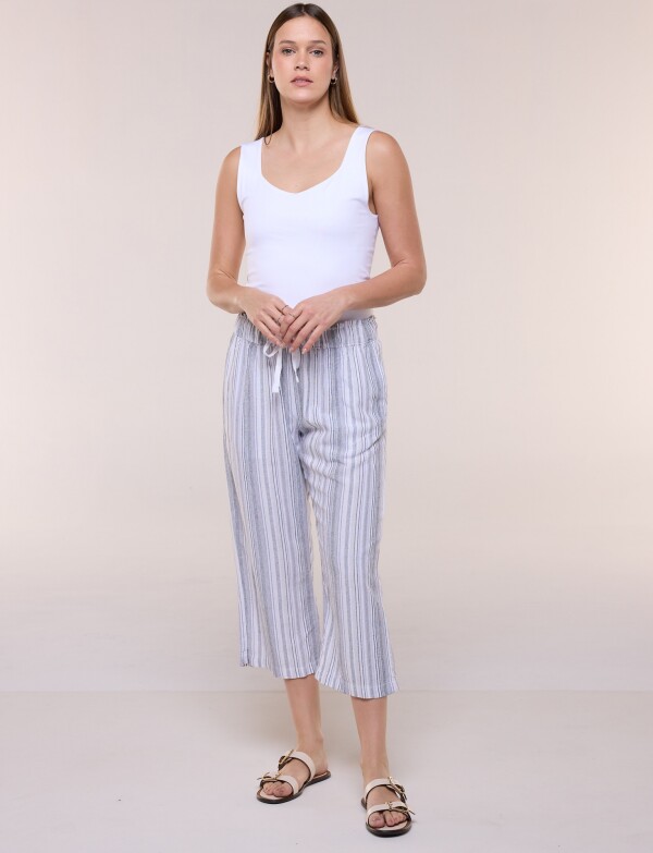 Capri Pull On Lino Con Cordón Ajustable MULTI/GRIS