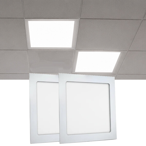 Panel De Techo Pack X2 Plafón Cuadrado Luz Blanca Panel De Techo Pack X2 Plafón Cuadrado Luz Blanca