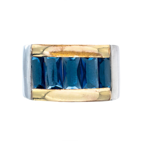 Anillo de plata 925, double en oro 18 ktes y circonias. Anillo de plata 925, double en oro 18 ktes y circonias.
