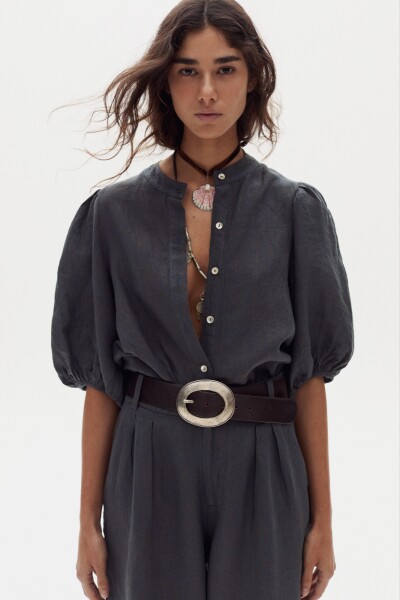 CAMISA BUBBLE LINEN Azul