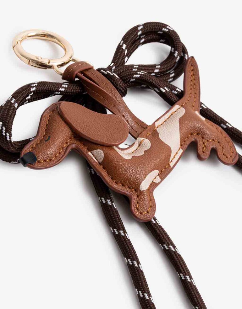 Llavero Cuero/PU Llavero Perro Salchicha De Pu Con Cordón - Combinacion Tricolor