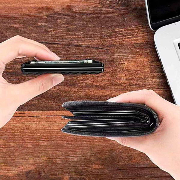 Billetera Tarjetero Bloqueo Rfid Anti Clonación Calidad Variante Color Plateado Labrado