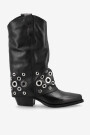 BOTA LARGA CAÑA DOBLE Y TACHAS Negro