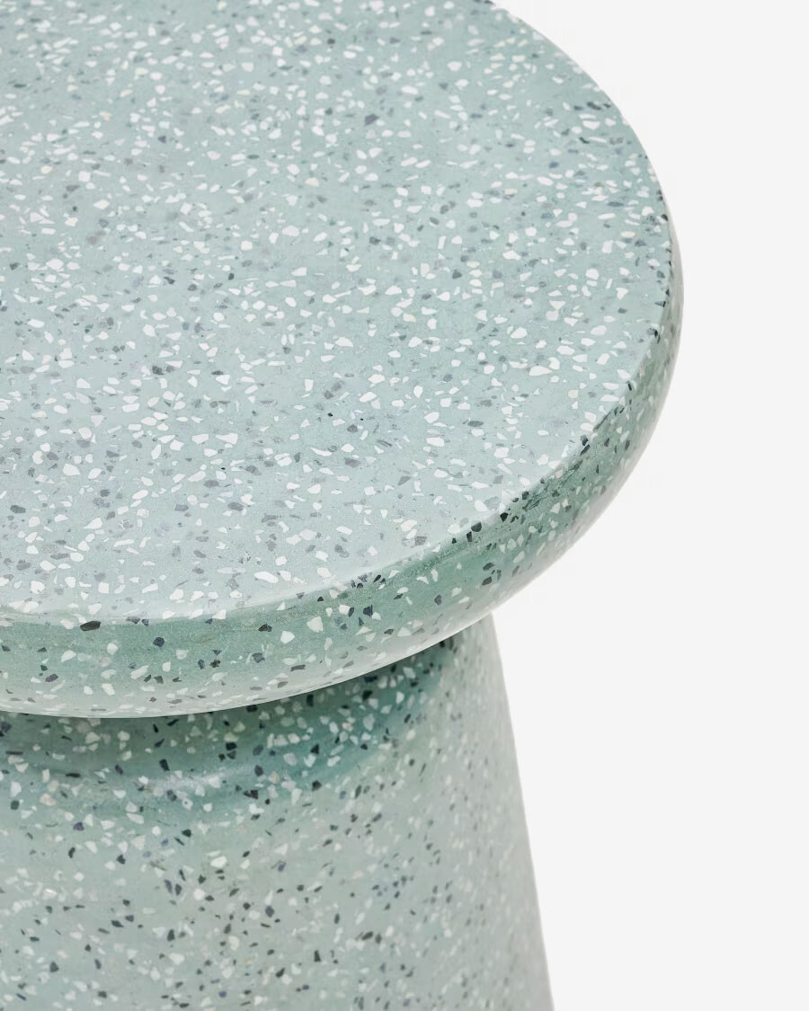 Mesa auxiliar de exterior Mesquida de terrazo verde Ø 39 cm