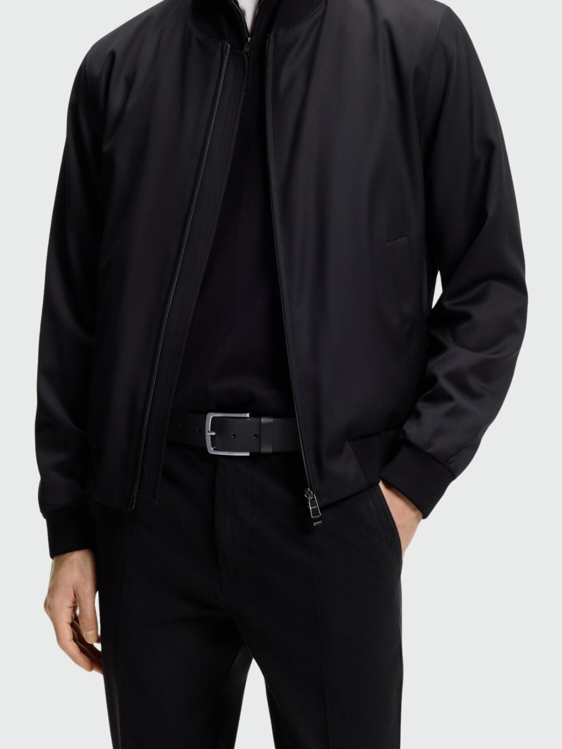 BOSS - Cinturón de Piel con logo Negro