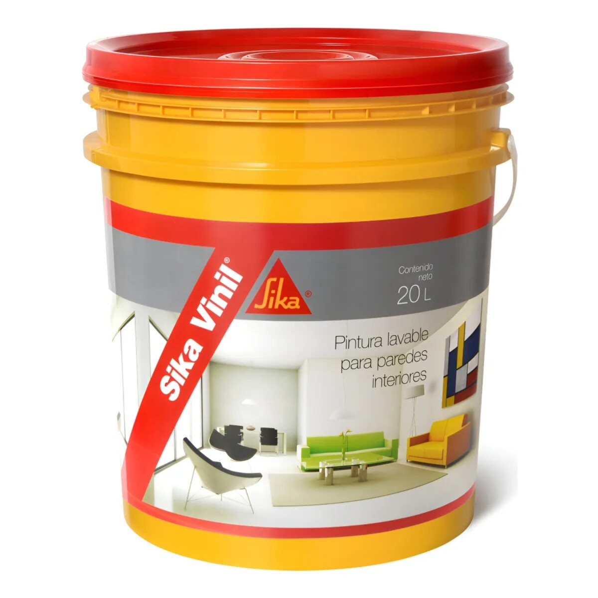 Pintura al agua de interior y exterior Súper Cubritiva Blanca Sika Vinil 20 Litros 