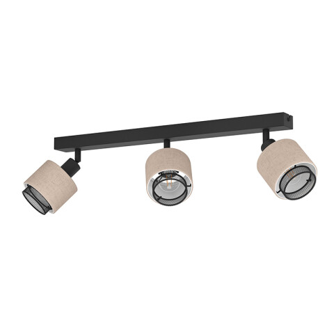 Lámpara de techo 3xE27 acero negro y pantalla lino EG6144