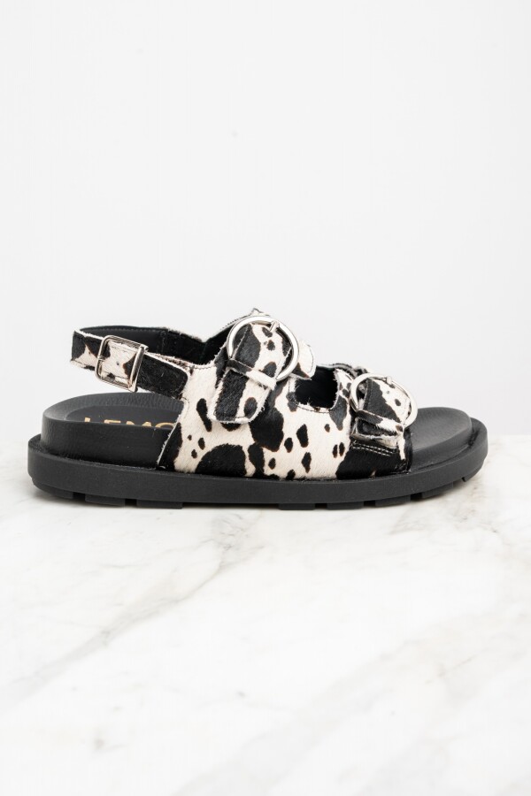 Sandalia Pelo Vaca Negro