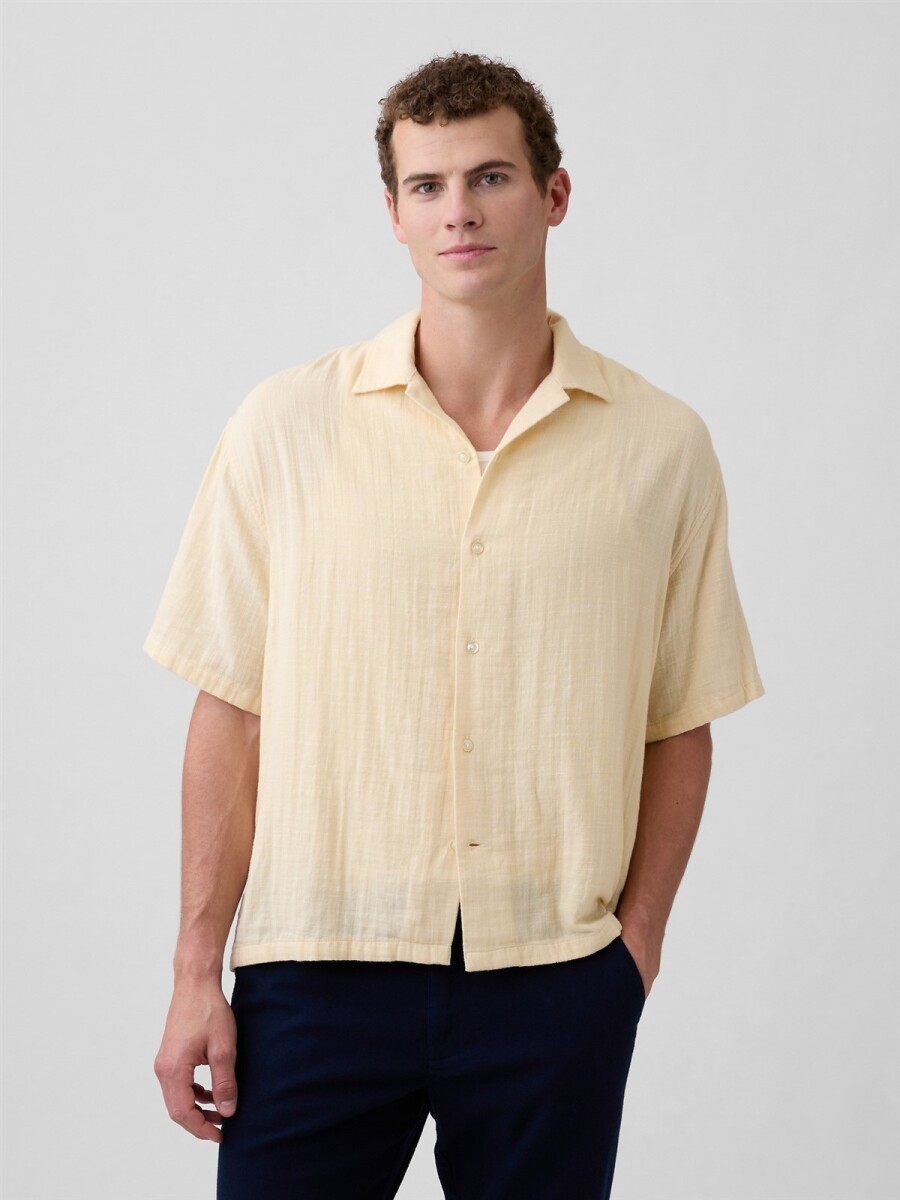 Camisa Manga Corta Hombre - Light Cream 