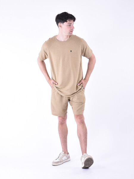 REMERA LINES BEIGE