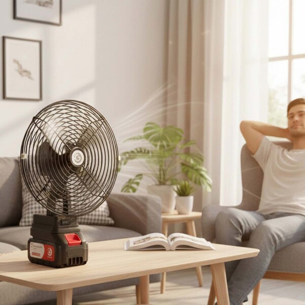 Ventilador Goldtech Portátil Recargable Inalámbrico X2 Bat Color Negro