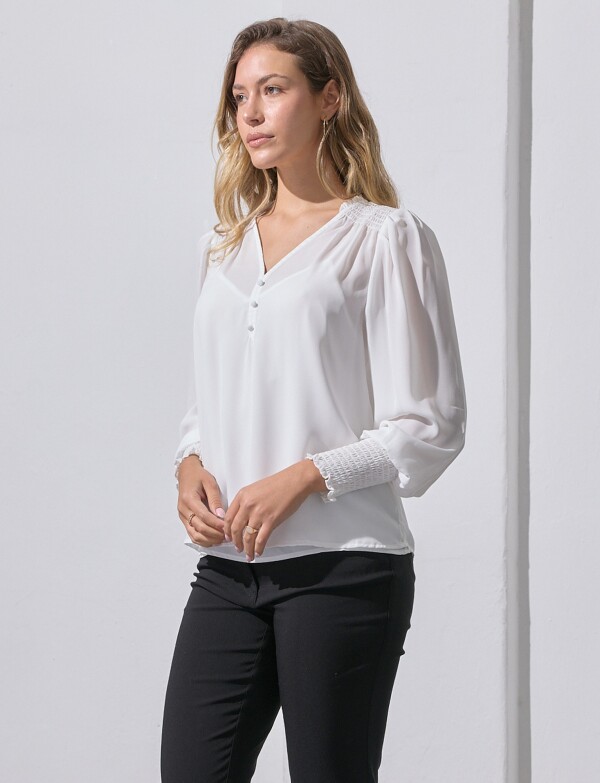 Blusa Gasa Smock BLANCO