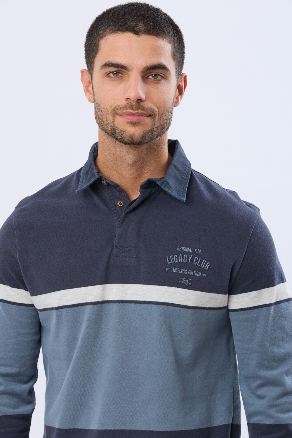 REMERA POLO RAYADA DE ALGODON Piedra