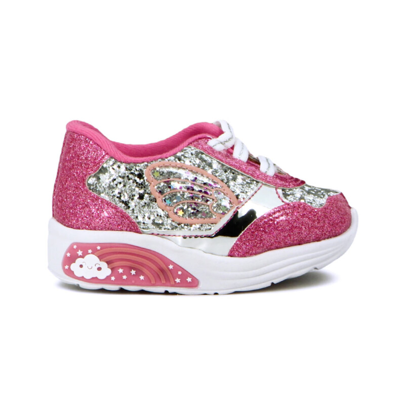Molekinha Calzado Deportivo Acordonado C/ Glitter Plata-rosa Claro