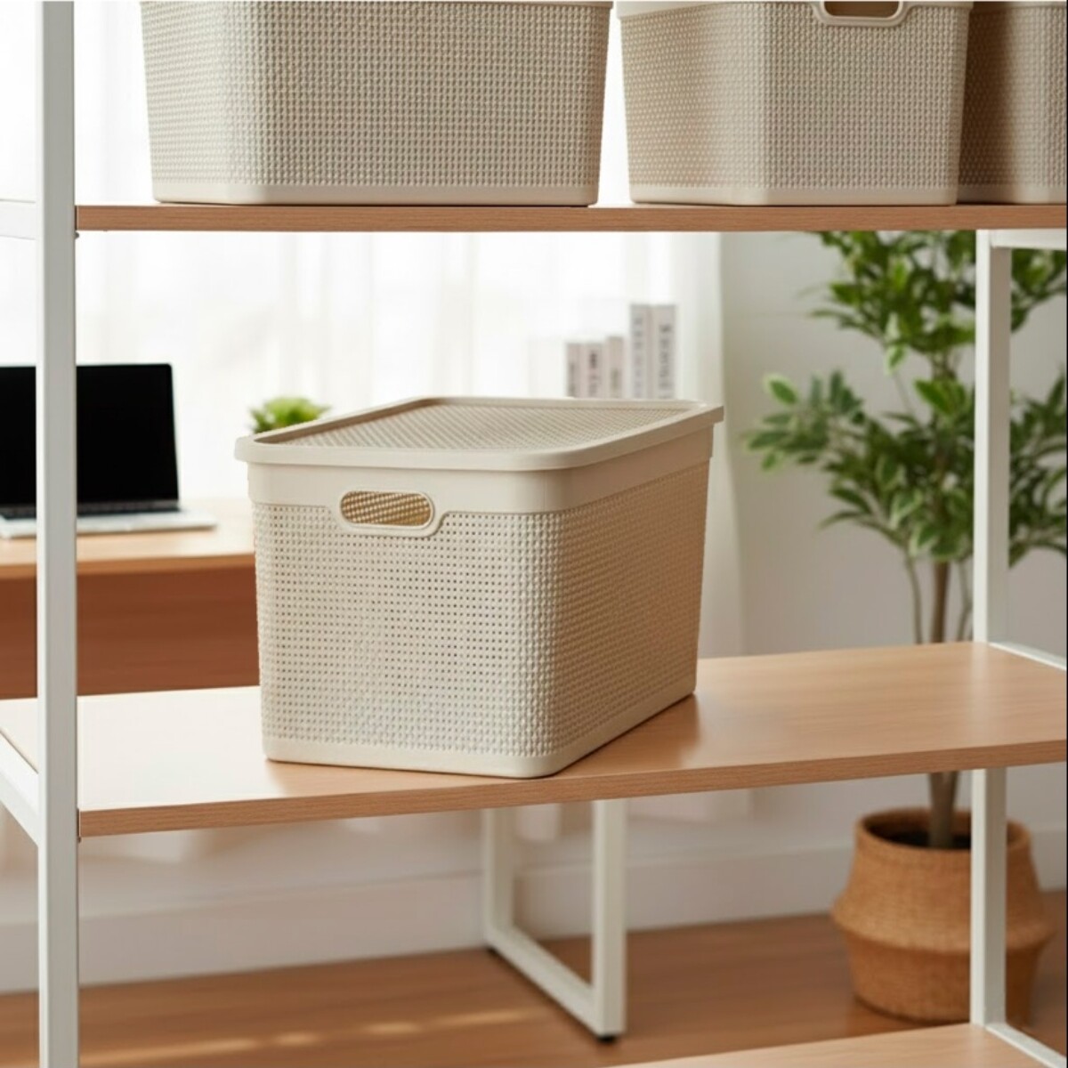 Caja simil ratán 40 lts - BEIGE 