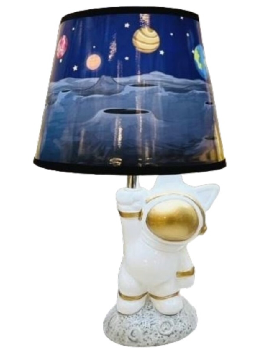 Lámpara Cerámica Con Pantalla Astronauta 36 X 20 Cm - Color Dorado 