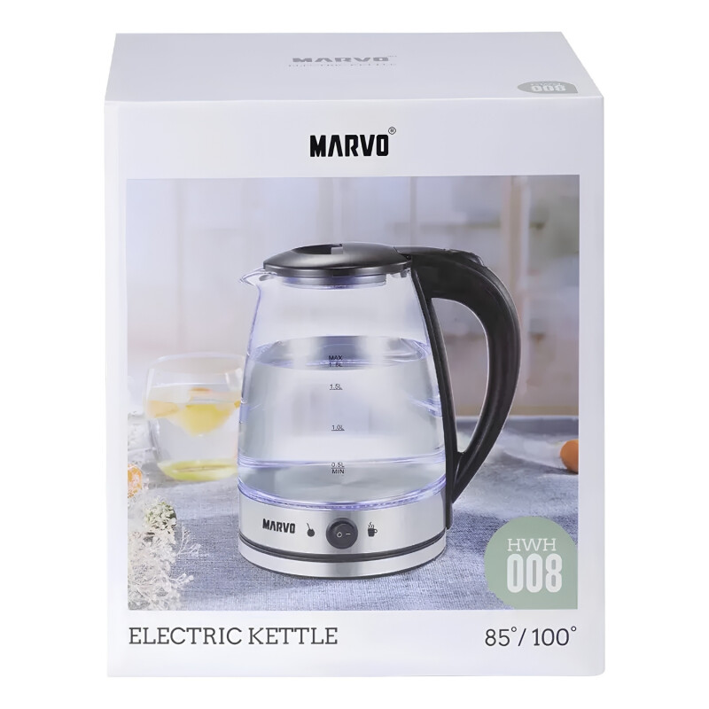 Jarra Eléctrica Marvo Vidrio Acero Inox Con Selector 1.8l Jarra Eléctrica Marvo Vidrio Acero Inox Con Selector 1.8l