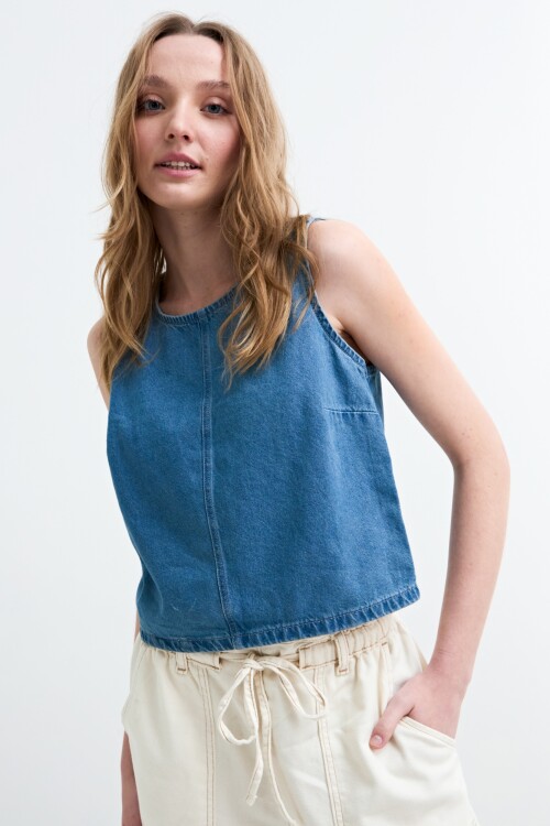 Top denim con cierre en espalda JEAN MEDIO