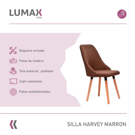 Silla de comedor Lumax modelo Harvey en tela Marrón