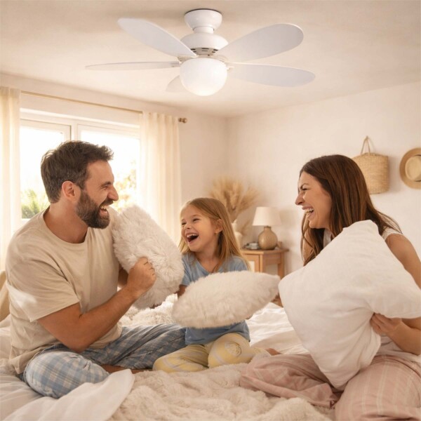 Ventilador Techo Lampara Luz Led 30W Control Remoto 5 Aspas Variante Color Blanco