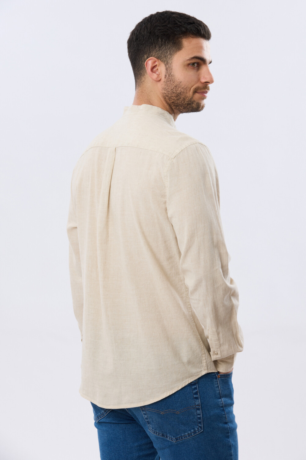 CAMISA LISA DE LINO CUELLO MAO Arena