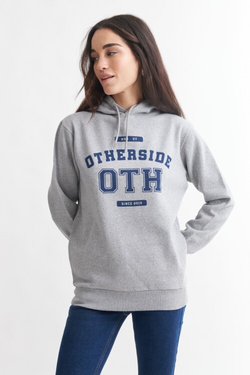 Hoodie estampado - UNISEX GRIS MELANGE