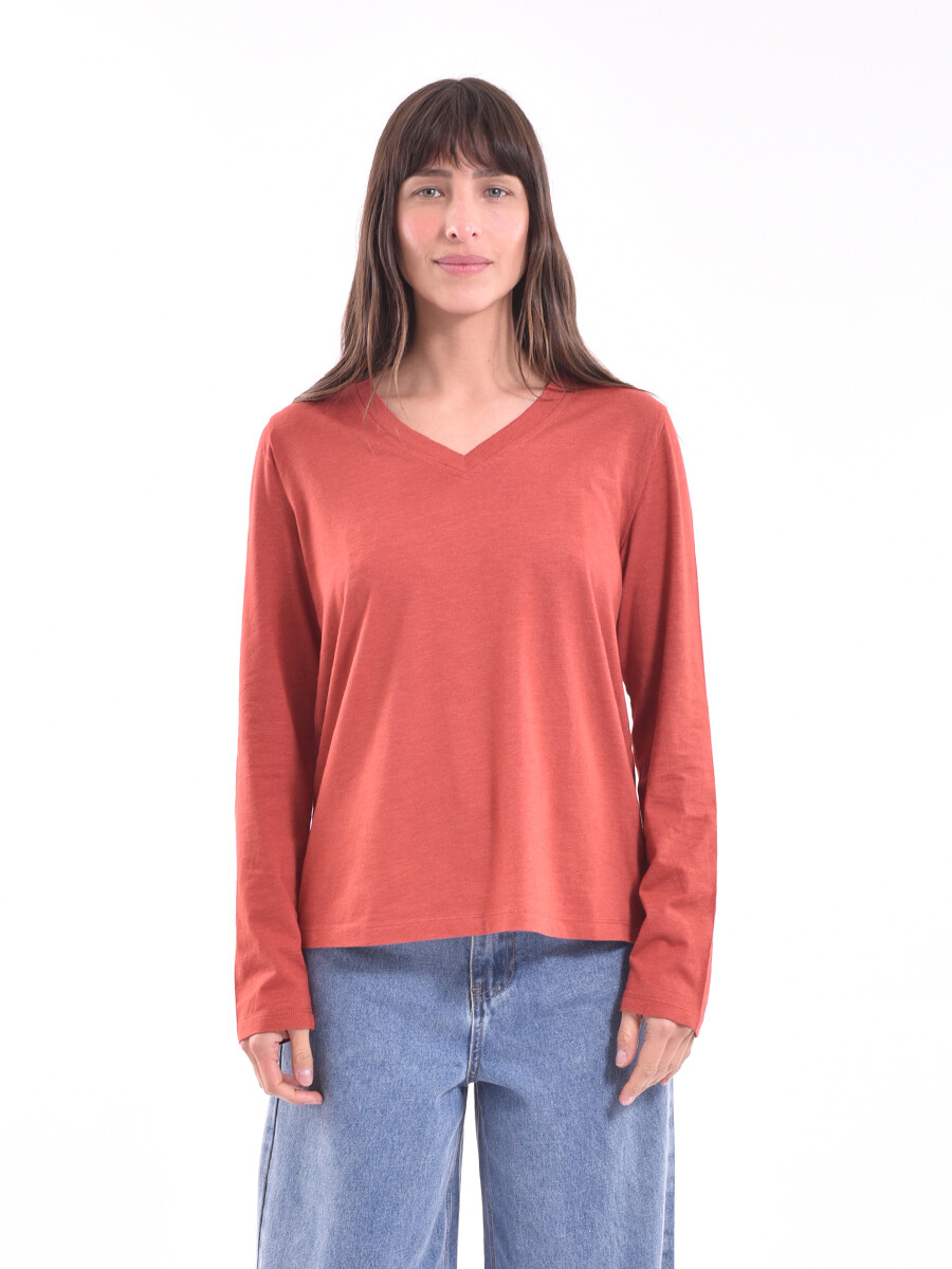 REMERA BASICA POLONIO MIX - ROJO 