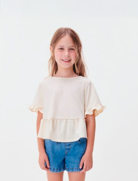 BLUSA INFANTIL CON VOLADOS BEIGE