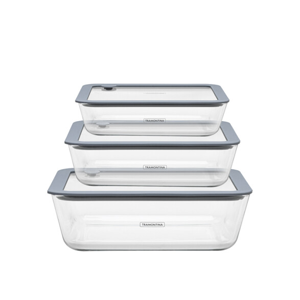 Juego de 3 potes de vidrio con tapa modelo VITTRA TF0370