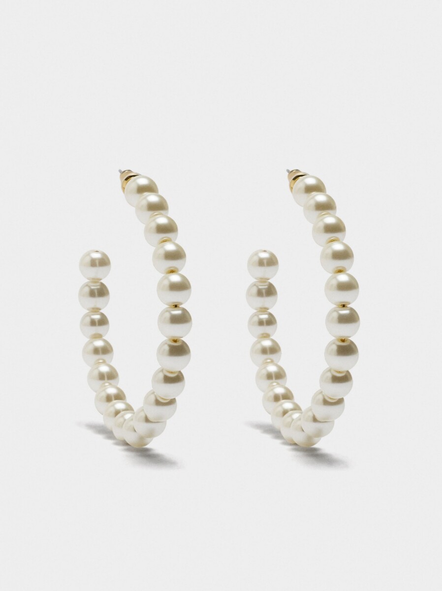 Aros Abiertos Con Perlas - blanco 