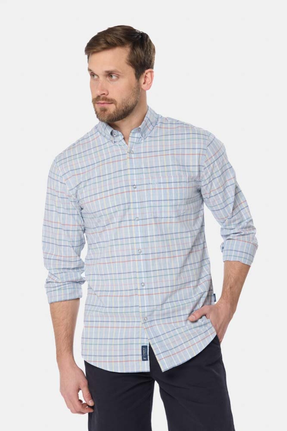 CAMISA A CUADROS Celeste