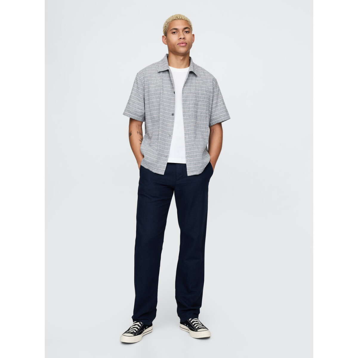 STRAIGHT LINEN PANT - CLASSIC NAVY 