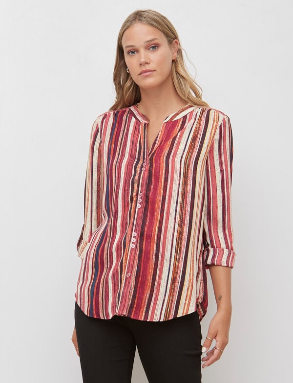 Blusa Gasa Print MULTI/ROJO