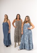 Vestido solera jean tencel liso Azul oscuro