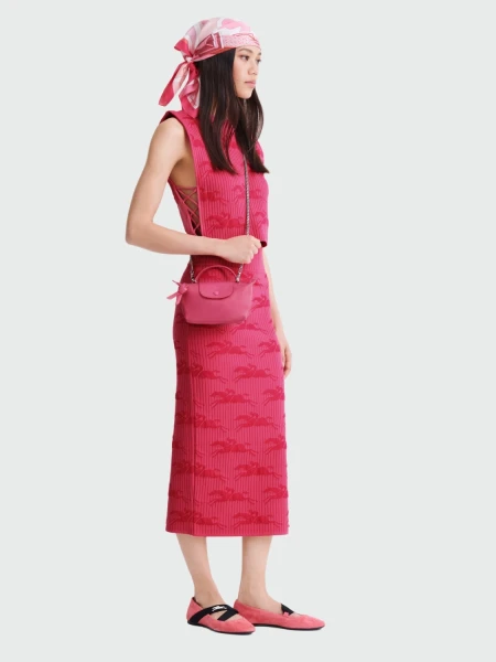 Longchamp - Sobre de cuero, Le Pliage Pink Fucsia