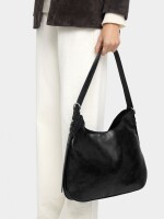 Bolso De Hombro Efecto Craquelado negro