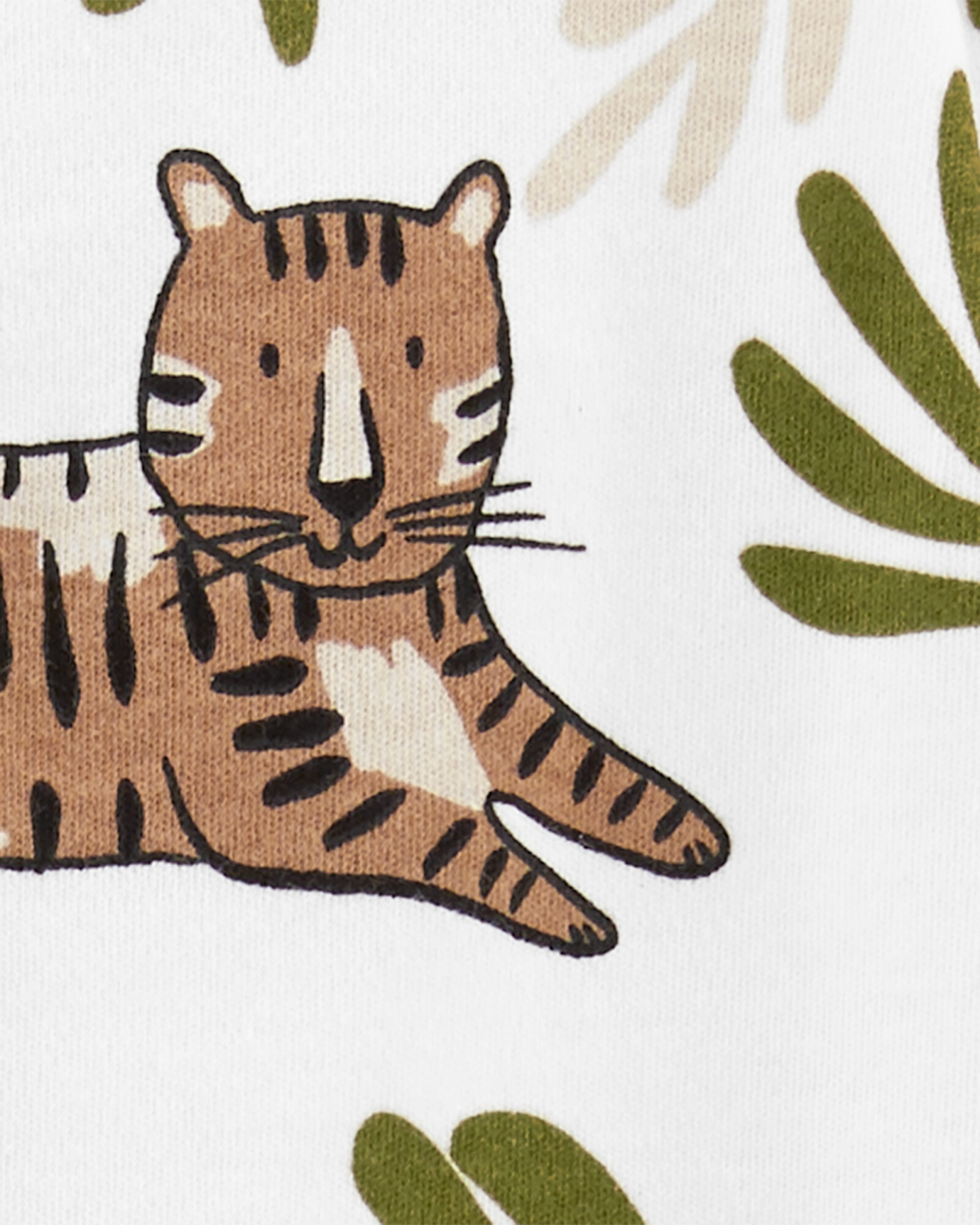 Pijama una pieza de algodón con pie diseño tigres Sin color