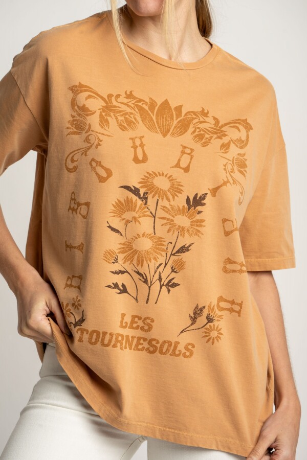 Remera Lavada Print Bisou Mocha