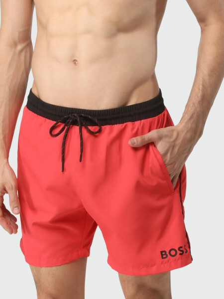 BOSS - Shorts con forro integrado y logo en contraste, STARFISH Rojo