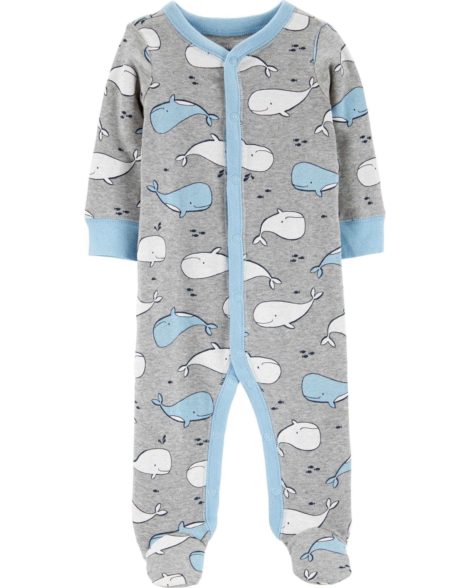 Pijama con Pie Manga Larga Ballenas Algodón 0