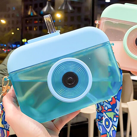 Botella C/ Forma De Cámara 400ml Caramañola Niños Azul