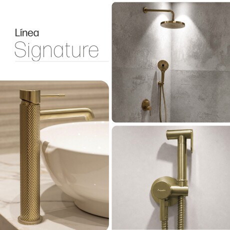 Juego Grifería Oro Mate Ducha Higiénica Y Lav Alto DORADO-BRUSHED GOLD