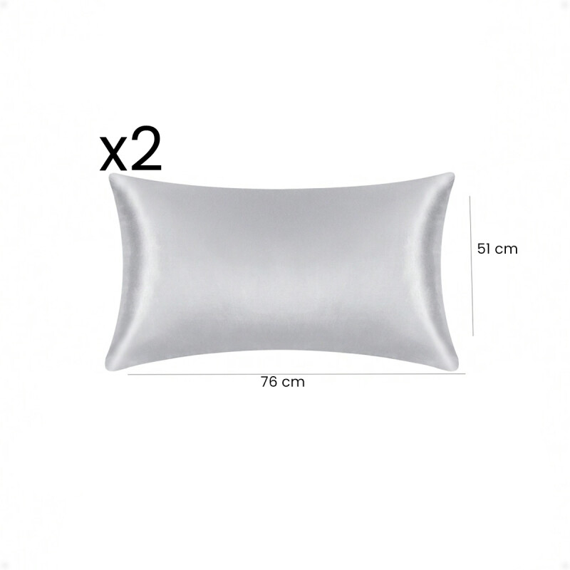 Funda Almohada De Satín Satén Tipo Seda Suave Gris Claro