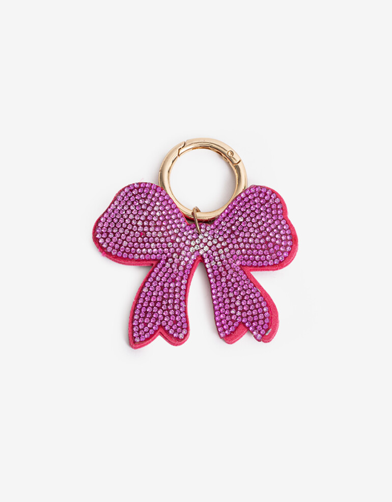 Llavero Llavero Y Bag Charm Moño Strass - Fucsia Claro